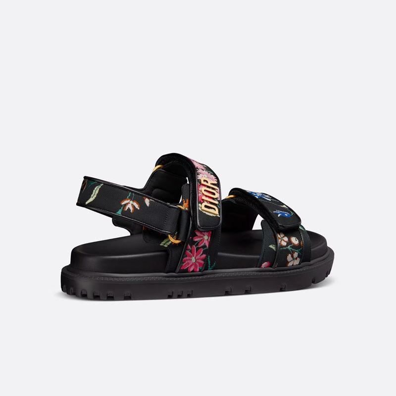 DiorAct Sandals Women Petites Fleurs Technical Fabric Black Hot Sale