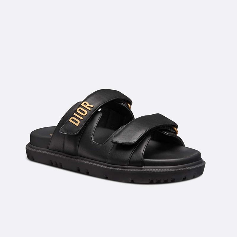 Hot DiorAct Slides Women Calfskin Black