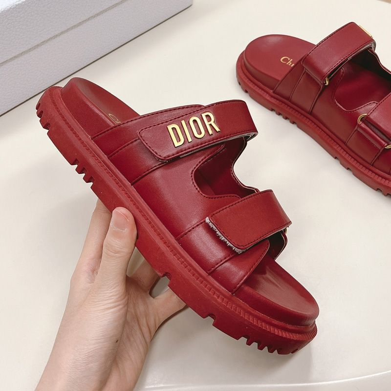 DiorAct Slides Women Calfskin Red Hot Sale