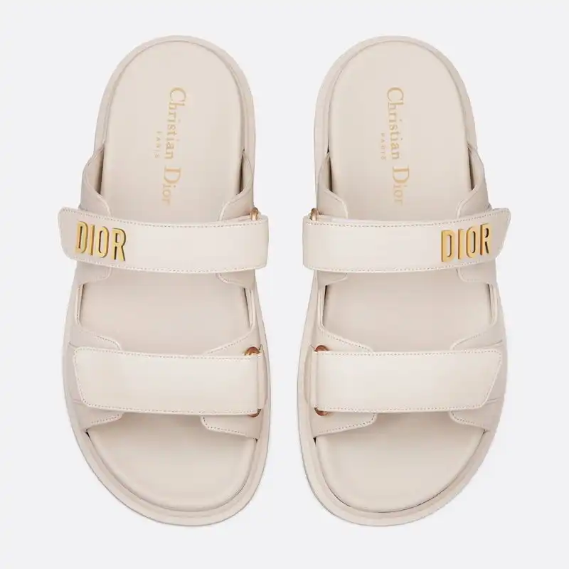 Hot DiorAct Slides Women Calfskin White