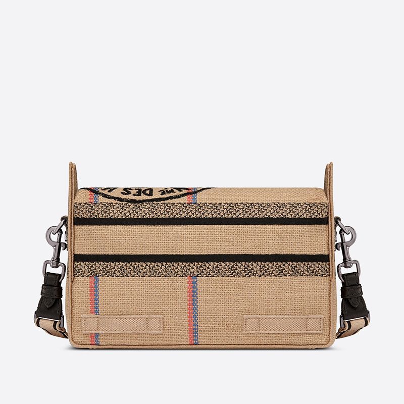 Small Diorcamp Messenger Jute Motif Canvas Beige Hot Sale