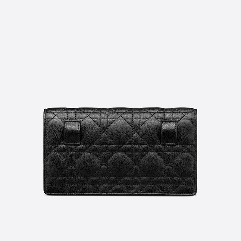 Hot Dior Caro Belt Pouch with Chain Cannage Calfskin Black