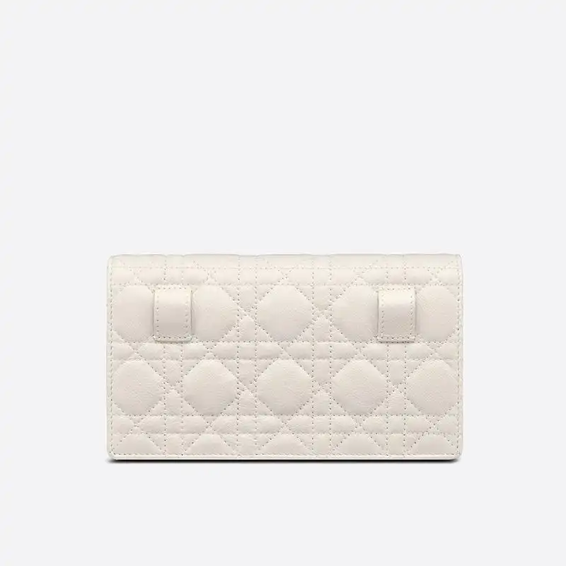 Affordable Hot Dior Caro Belt Pouch with Chain Cannage Calfskin White