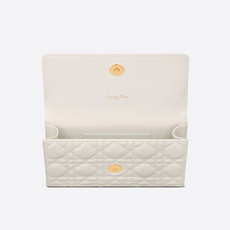 Dior Caro Belt Pouch with Chain Cannage Calfskin White Hot Sale