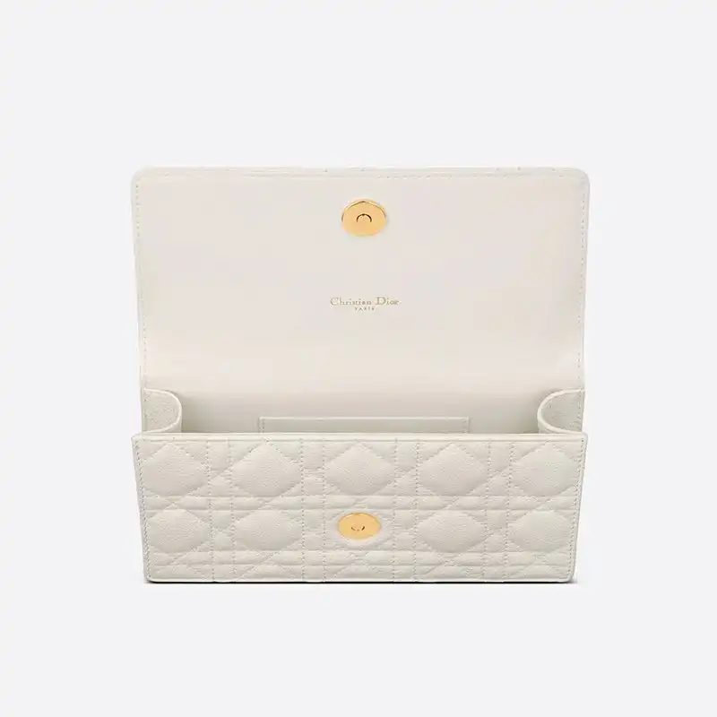 Affordable Hot Dior Caro Belt Pouch with Chain Cannage Calfskin White