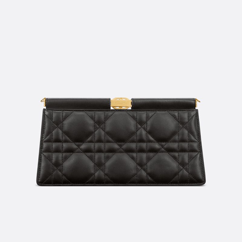 Dior Caro Colle Noire Clutch with Chain Cannage Lambskin Black Hot Sale