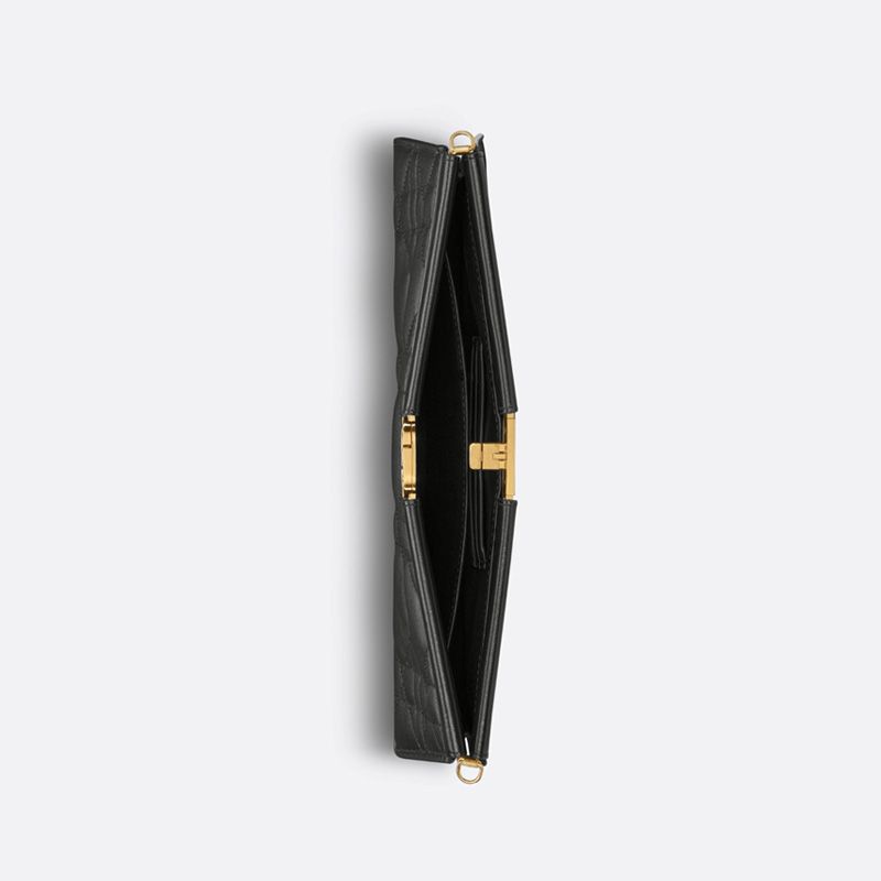 Dior Caro Colle Noire Clutch with Chain Cannage Lambskin Black Hot Sale