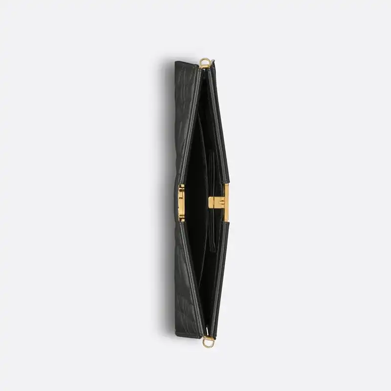 Cheap Hot Dior Caro Colle Noire Clutch with Chain Cannage Lambskin Black