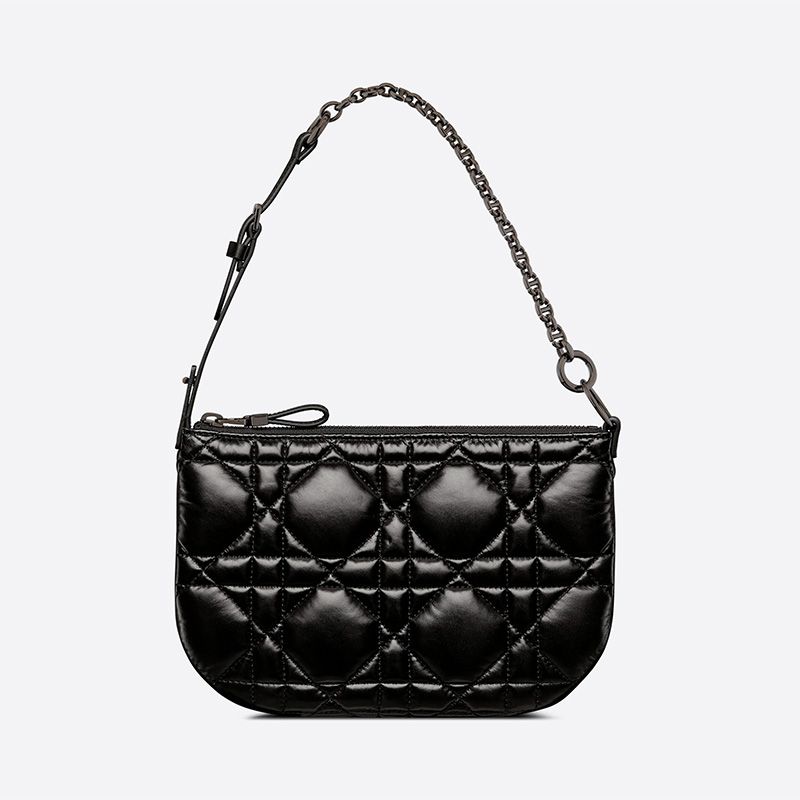 Mini Dior Caro Tulip Bag Quilted Macrocannage Calfskin Black Hot Sale