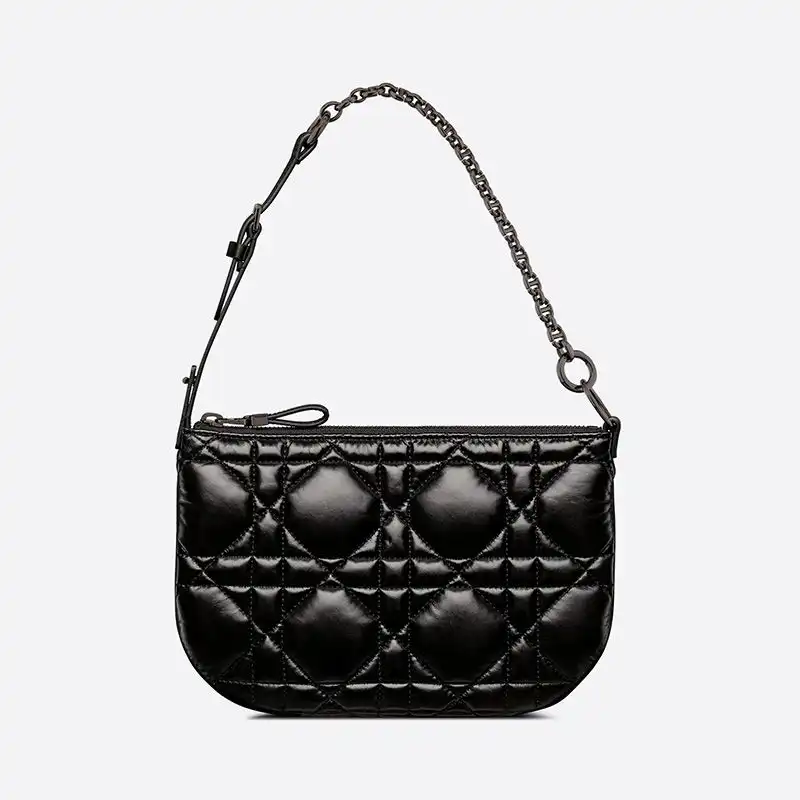 Mini Dior Caro Tulip Bag Quilted Macrocannage Calfskin Black Luxury