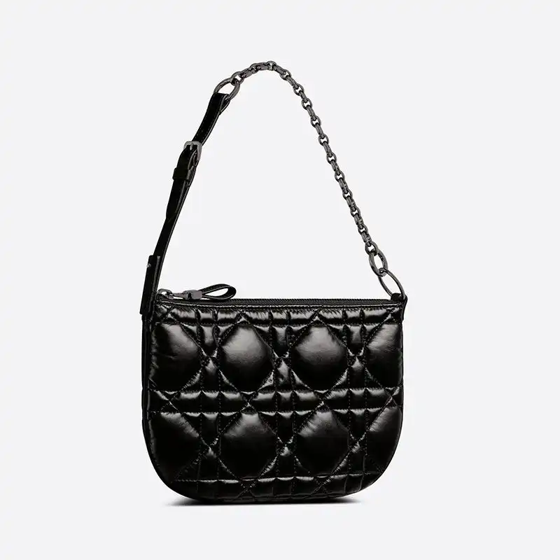 Cheap Mini Dior Caro Tulip Bag Quilted Macrocannage Calfskin Black Luxury