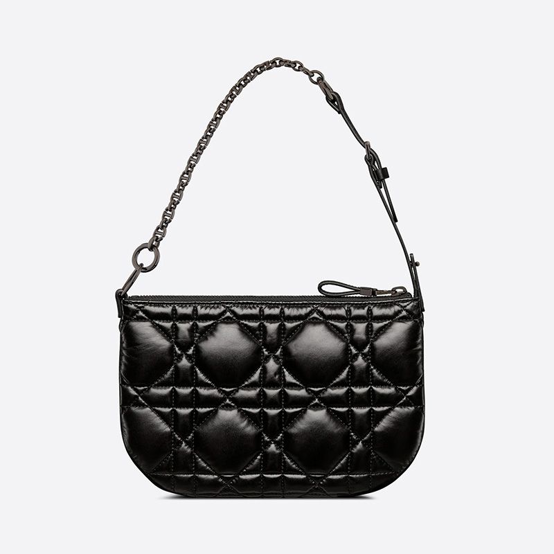 Mini Dior Caro Tulip Bag Quilted Macrocannage Calfskin Black