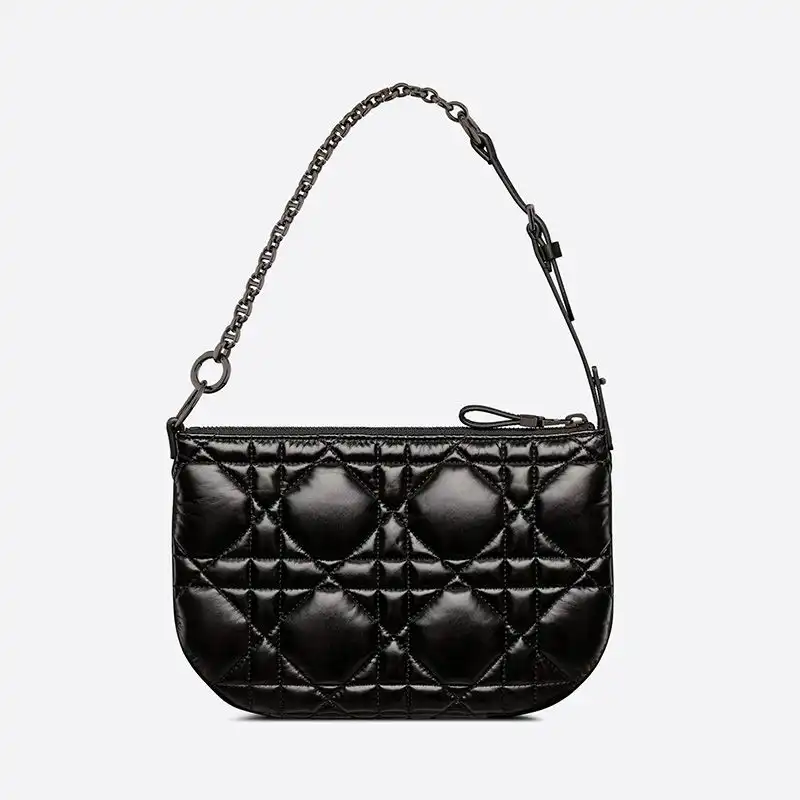 Cheap Mini Dior Caro Tulip Bag Quilted Macrocannage Calfskin Black Luxury