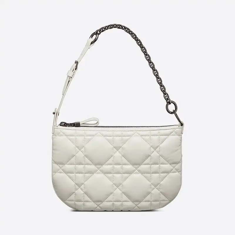 Mini Dior Caro Tulip Bag Quilted Macrocannage Calfskin White Luxury