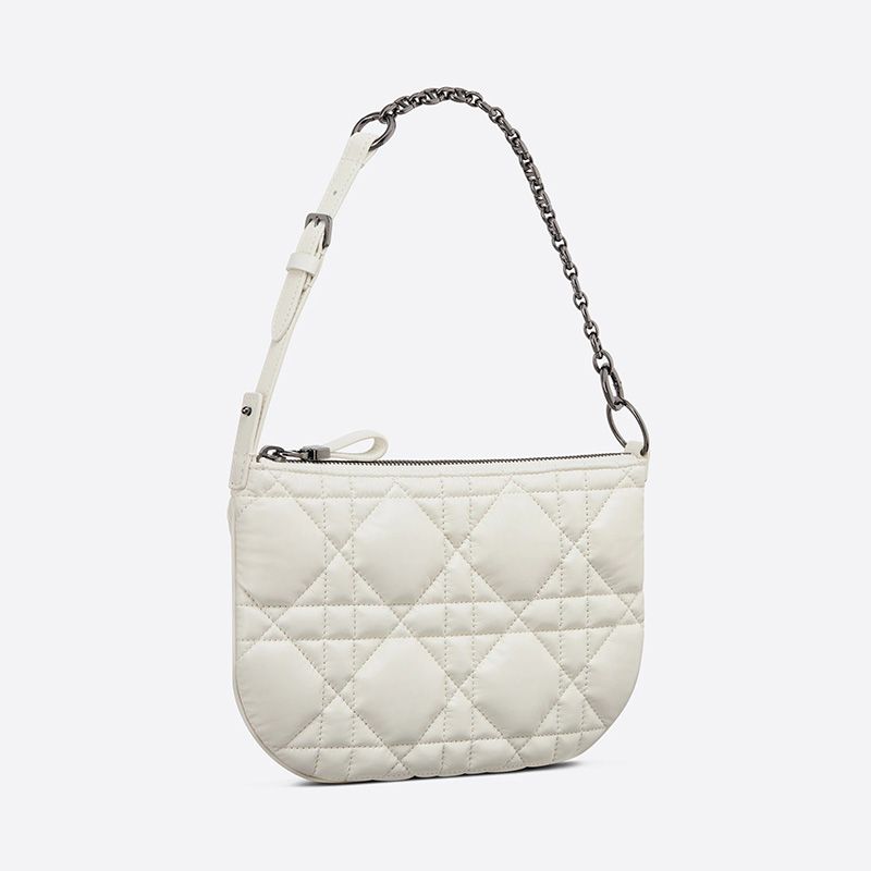 Hot Mini Dior Caro Tulip Bag Quilted Macrocannage Calfskin White