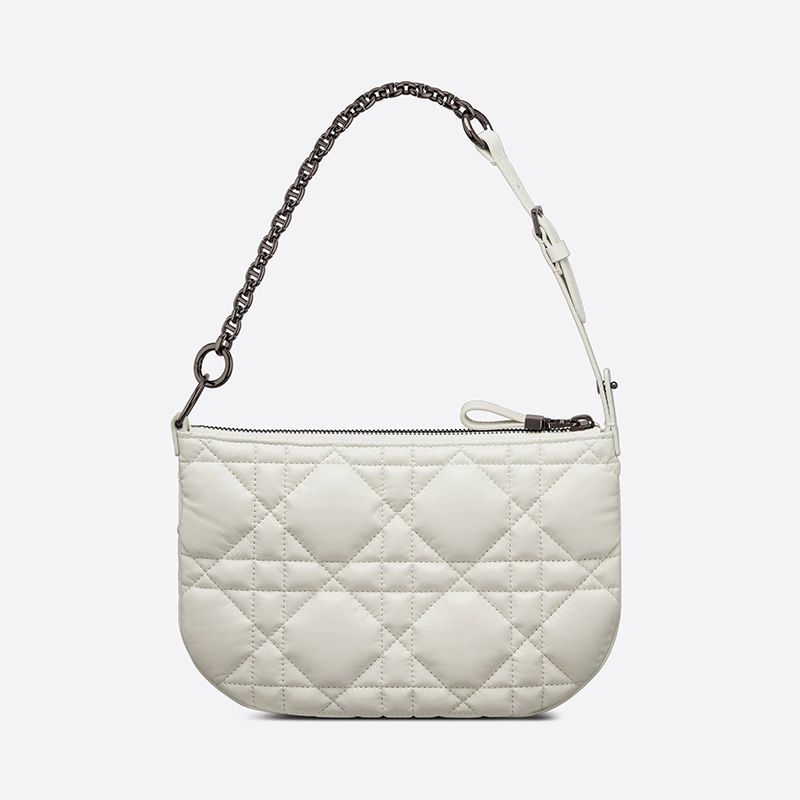 Hot Mini Dior Caro Tulip Bag Quilted Macrocannage Calfskin White