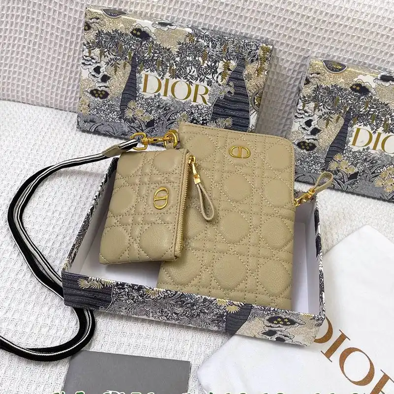 Hot Dior Caro Multifunctional Pouch Cannage Calfskin Khaki