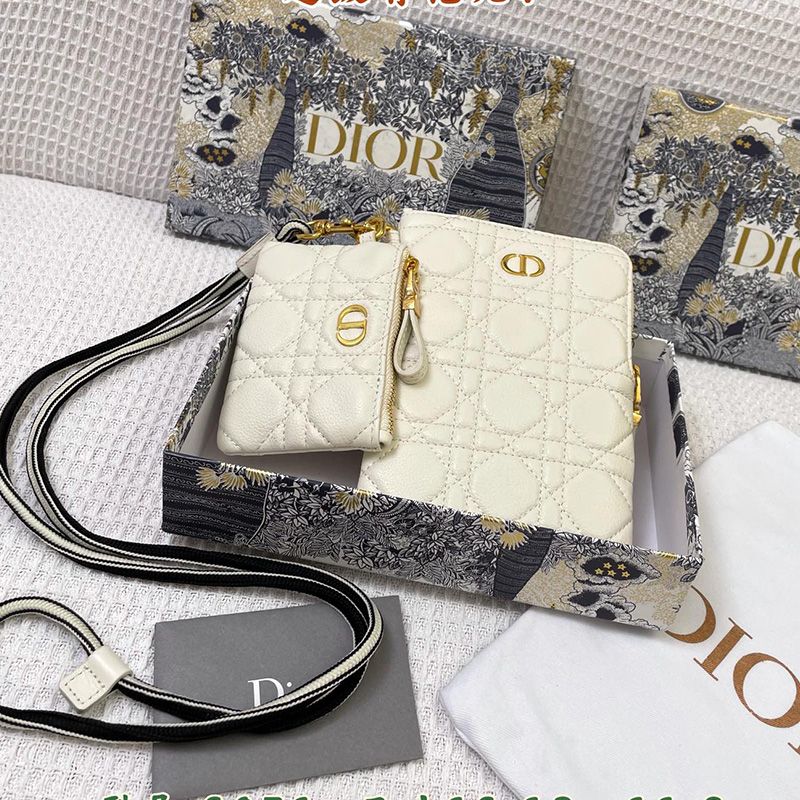 Dior Caro Multifunctional Pouch Cannage Calfskin White Hot Sale