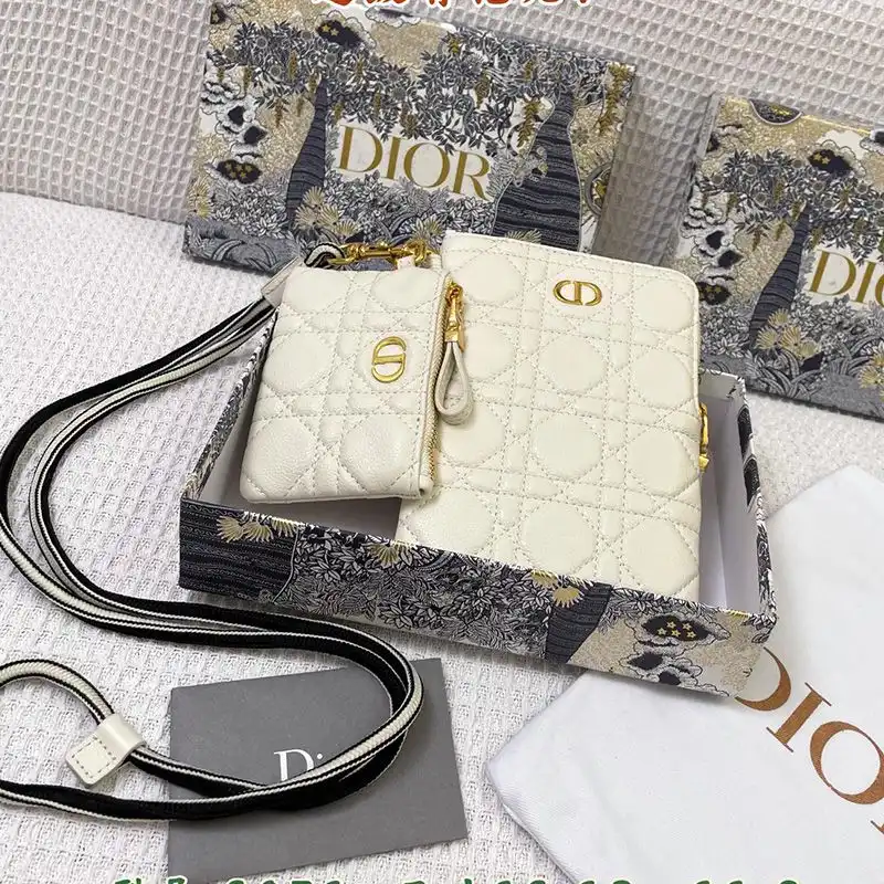 Hot Dior Caro Multifunctional Pouch Cannage Calfskin White