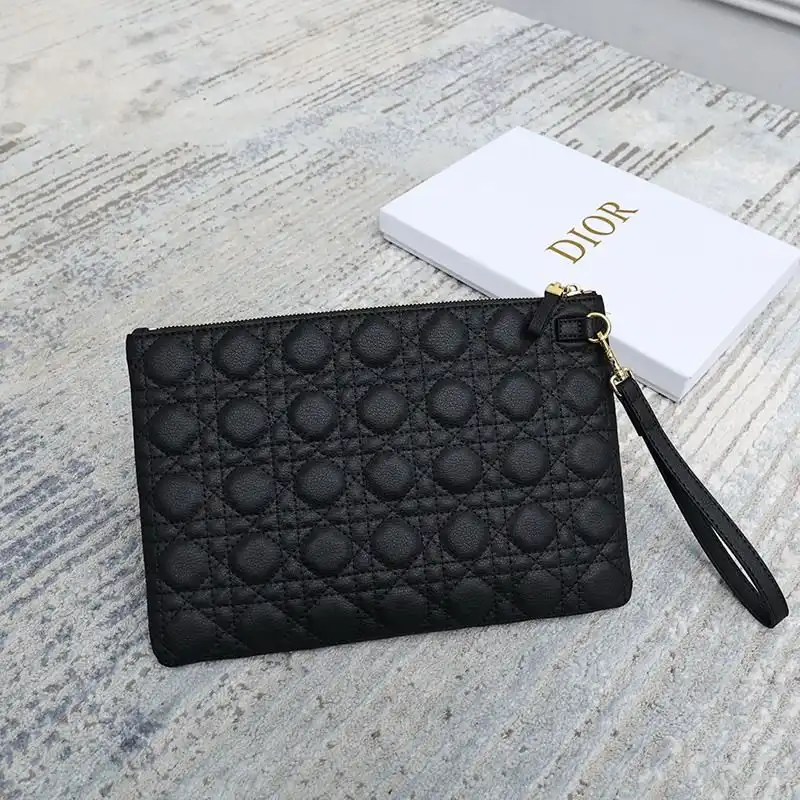 Affordable Hot Large Dior Caro Daily Pouch Cannage Calfskin Black