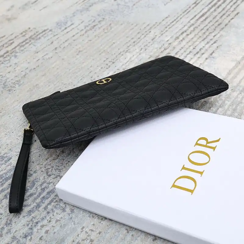 Affordable Hot Large Dior Caro Daily Pouch Cannage Calfskin Black