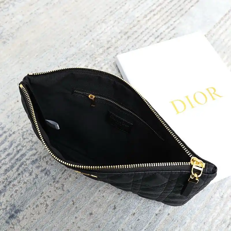 Affordable Hot Large Dior Caro Daily Pouch Cannage Calfskin Black