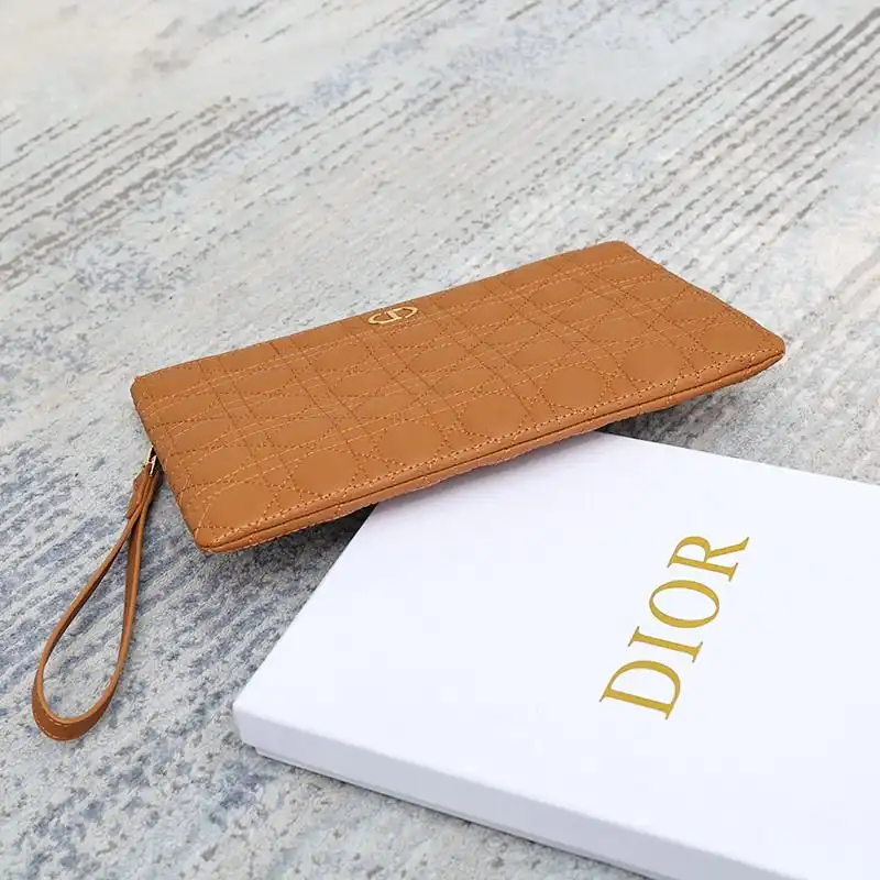 Affordable Hot Large Dior Caro Daily Pouch Cannage Calfskin Brown