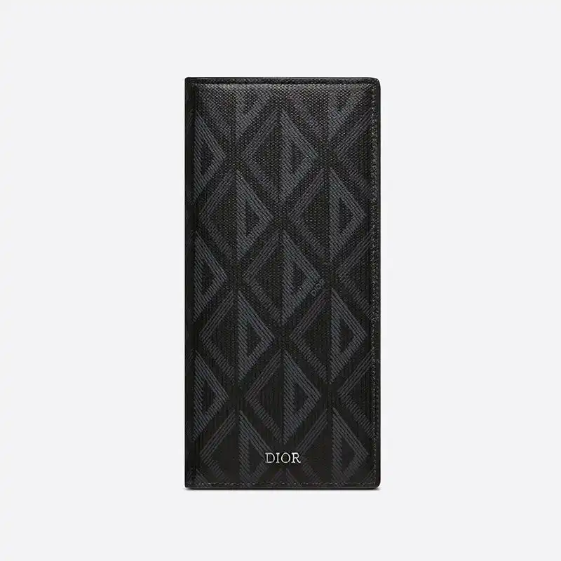 Cheap Large Dior Vertical Wallet CD Diamond Motif Canvas Black