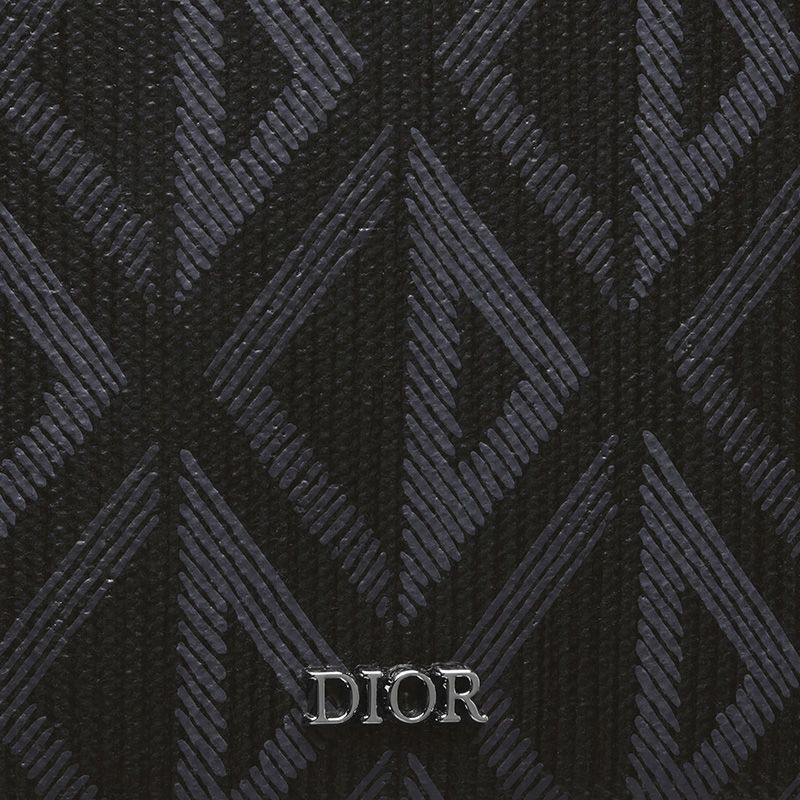 Large Dior Vertical Wallet CD Diamond Motif Canvas Black Hot Sale