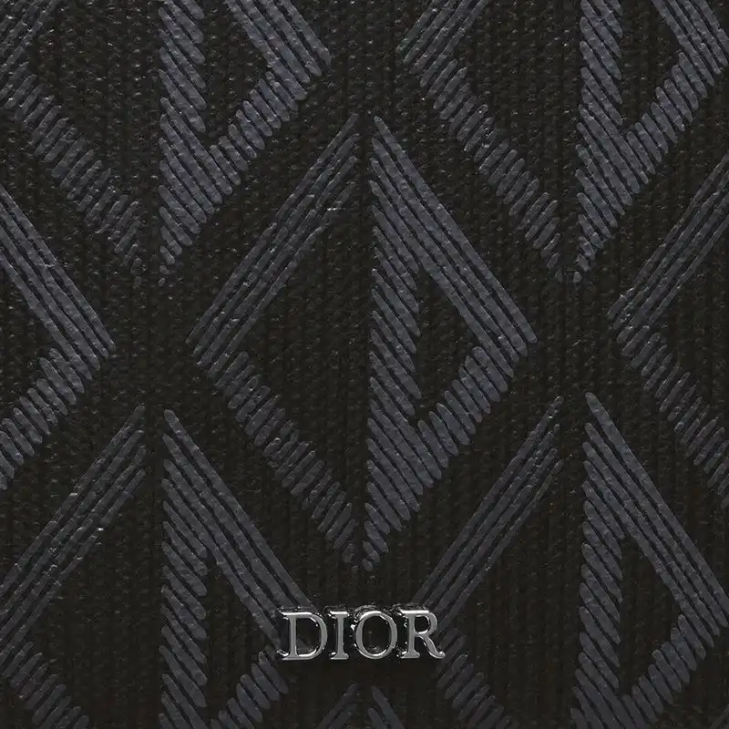 Cheap Hot Large Dior Vertical Wallet CD Diamond Motif Canvas Black