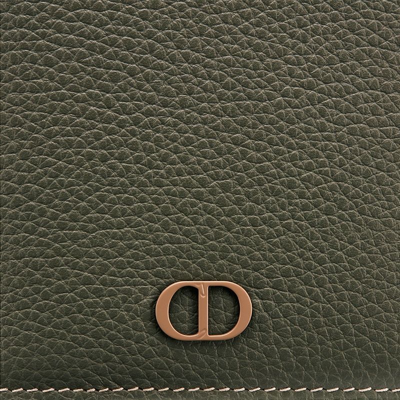 Large Dior Vertical Wallet Grained Calfskin with CD Icon Signature Olive Hot Sale