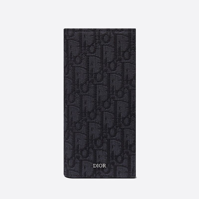 Large Dior Vertical Wallet Oblique Motif Canvas Black Hot Sale