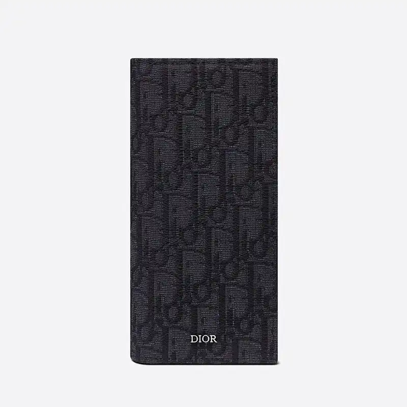 Cheap Large Dior Vertical Wallet Oblique Motif Canvas Black