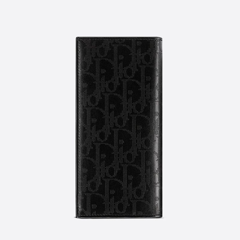 Hot Large Dior Vertical Wallet Oblique Galaxy Leather Black