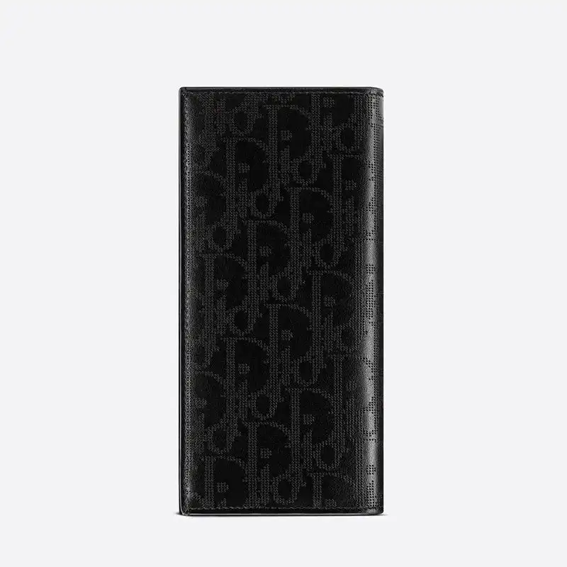 Cheap Hot Large Dior Vertical Wallet Oblique Galaxy Leather Black