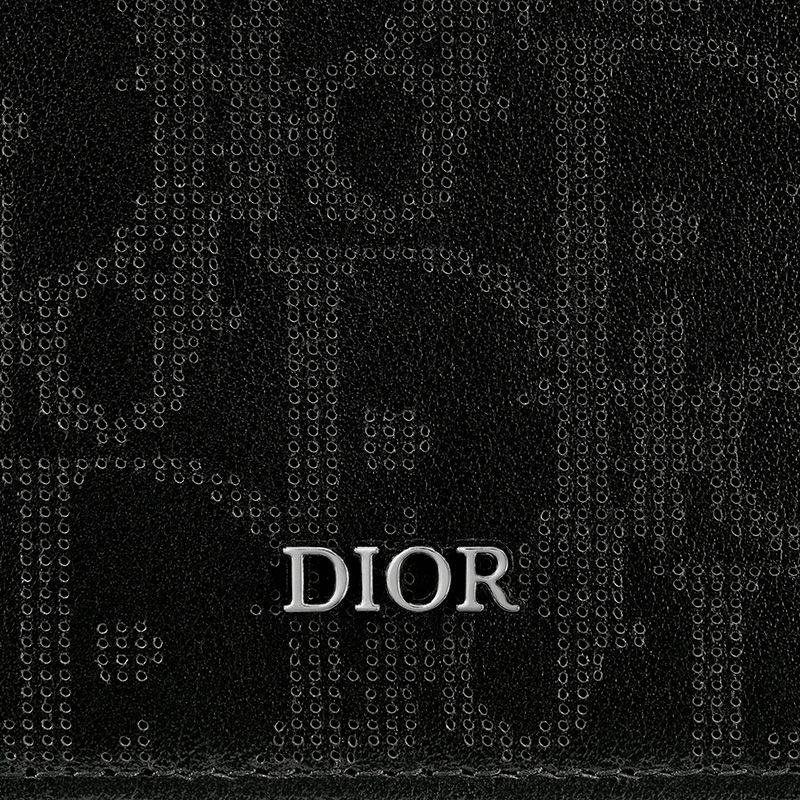 Hot Large Dior Vertical Wallet Oblique Galaxy Leather Black