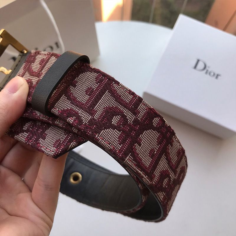 Diorquake Belt Oblique Calfskin Burgundy Hot Sale