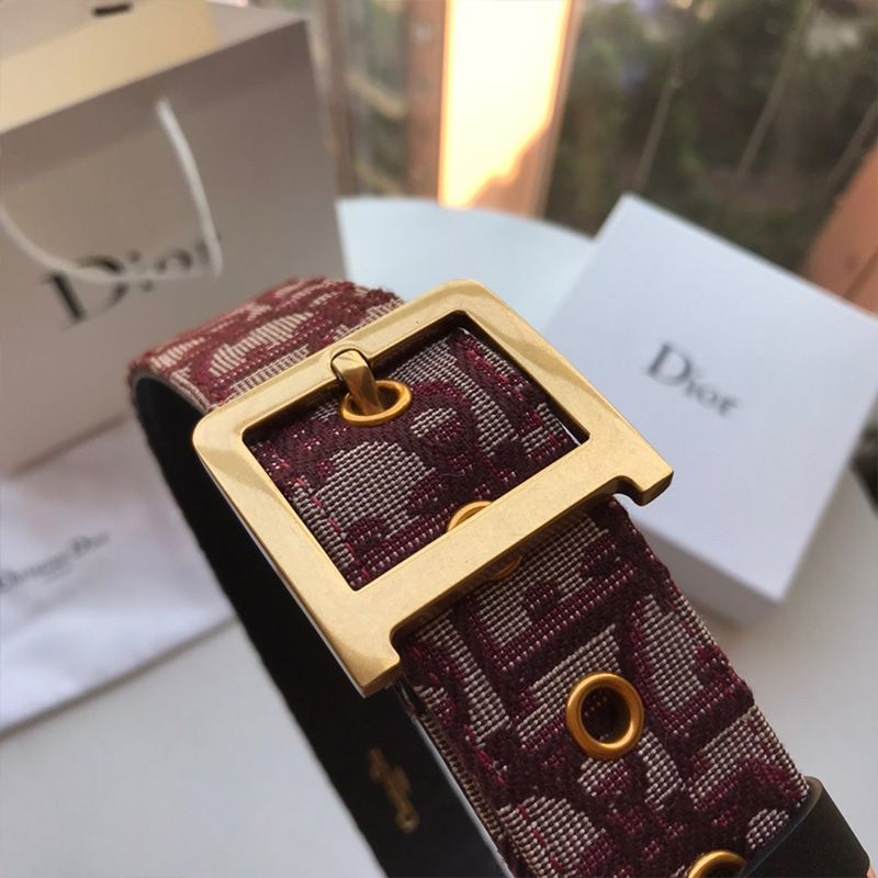 Diorquake Belt Oblique Calfskin Burgundy Hot Sale