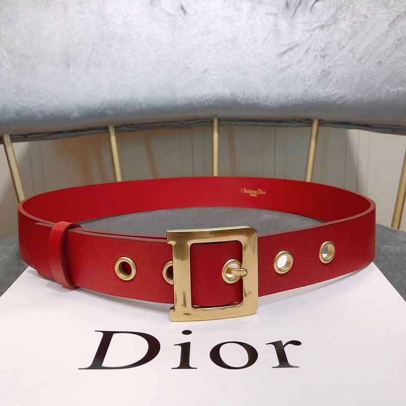 Diorquake Belt Calfskin Red Hot Sale