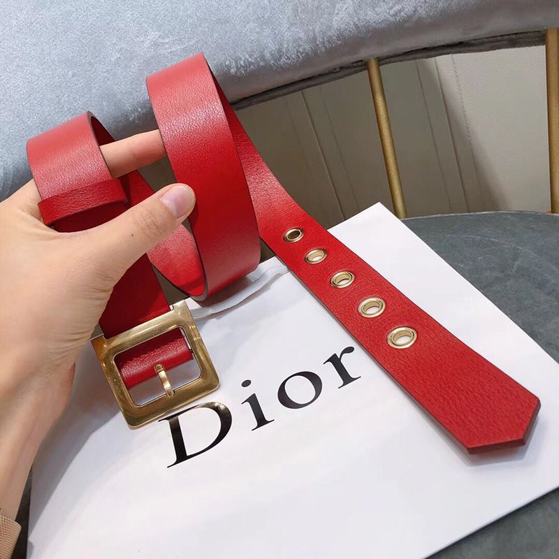 Diorquake Belt Calfskin Red Hot Sale