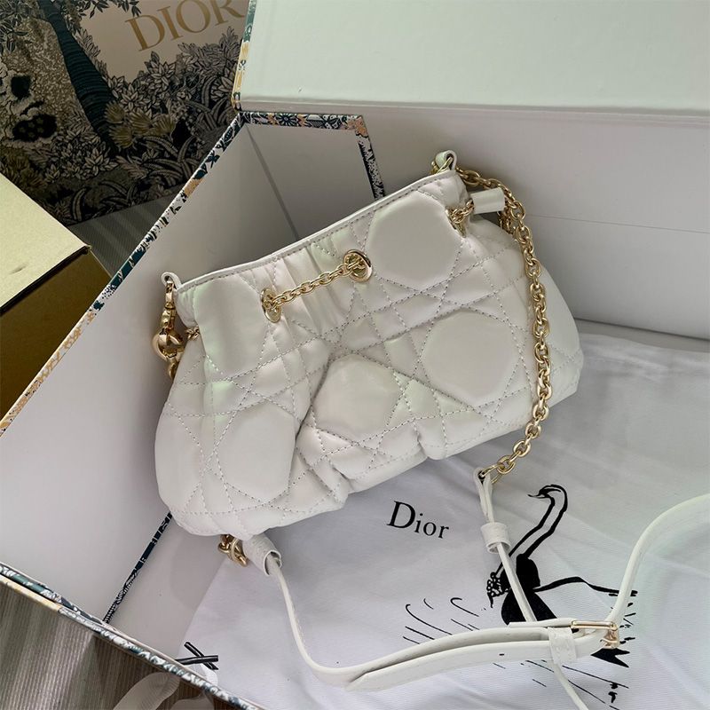 Hot Small Dior Ammi Bag Macrocannage Lambskin White