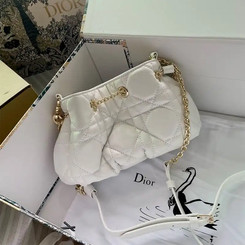 TOP Small Dior Ammi Bag Macrocannage Lambskin White