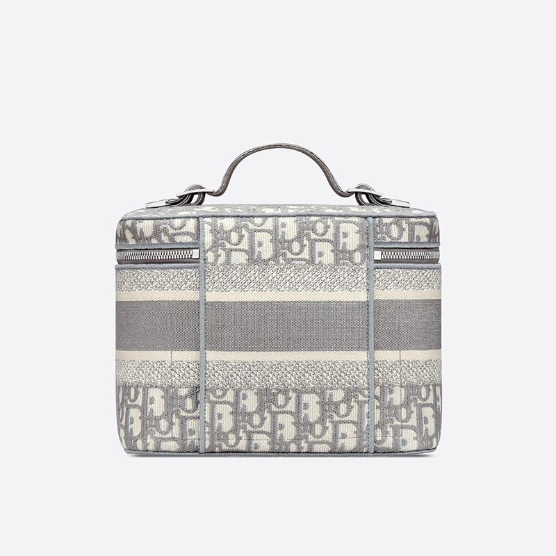 Medium DiorTravel Vanity Case Oblique Motif Canvas Grey Hot Sale