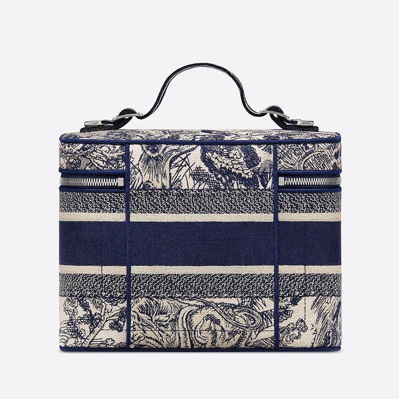 Medium DiorTravel Vanity Case Toile de Jouy Motif Canvas Blue Hot Sale