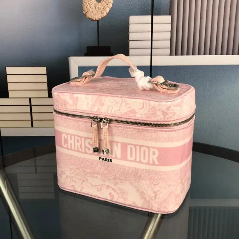 Medium DiorTravel Vanity Case Toile de Jouy Motif Canvas Pink Hot Sale