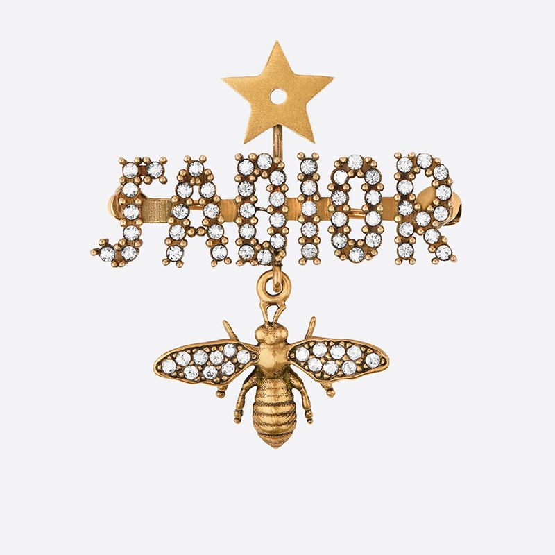 J'Adior Brooch with Bee Star White Crystals Gold Hot Sale