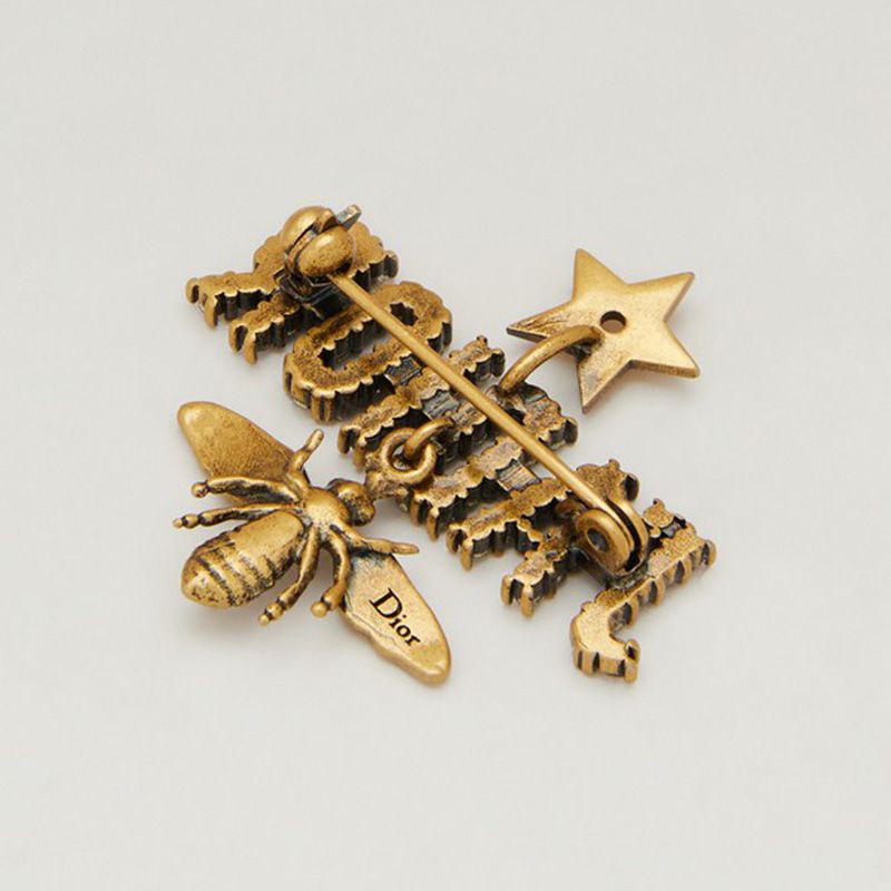 J'Adior Brooch with Bee Star White Crystals Gold Hot Sale