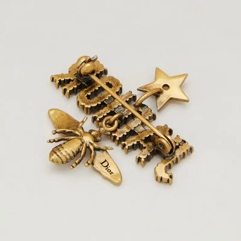 Cheap Hot J'Adior Brooch with Bee Star White Crystals Gold