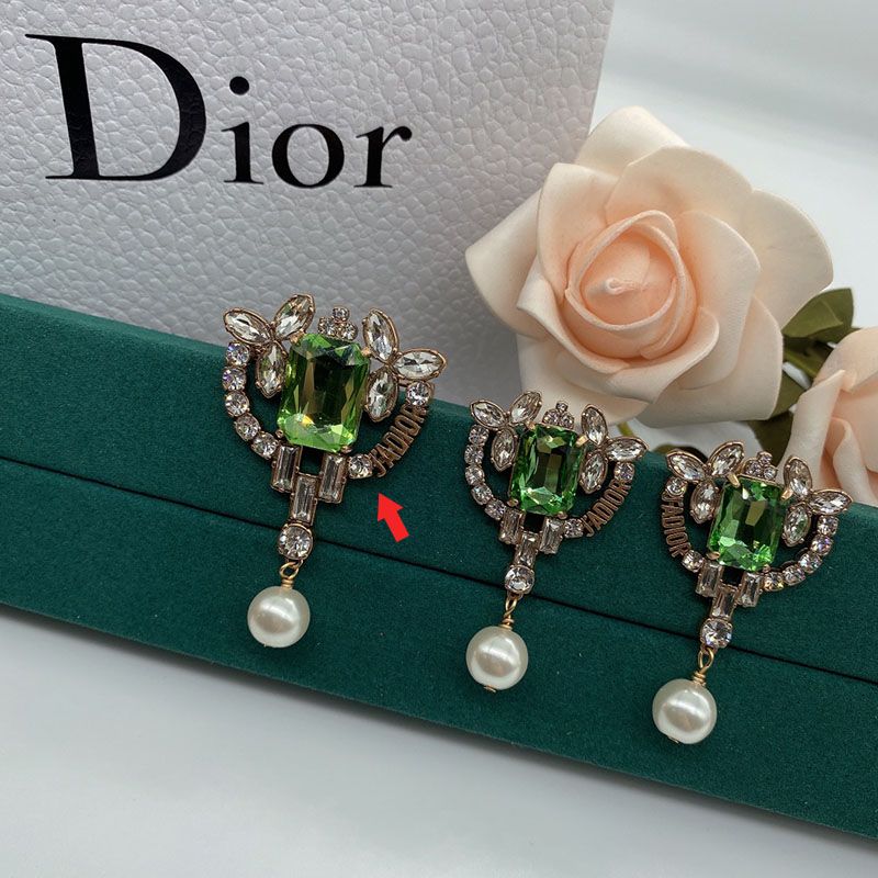 J'Adior Brooch, Silver and Green Crystals with White Resin Pearls Gold Hot Sale