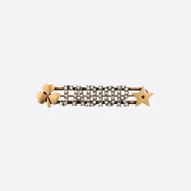 Cheap J'Adior Brooch with Shamrock Star Crystals Gold